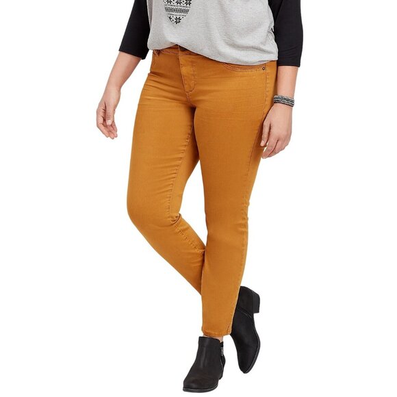 Maurices High Rise Jeggings Size Large Regular Mustard Denim Flex Neutral NEW - Picture 1 of 12